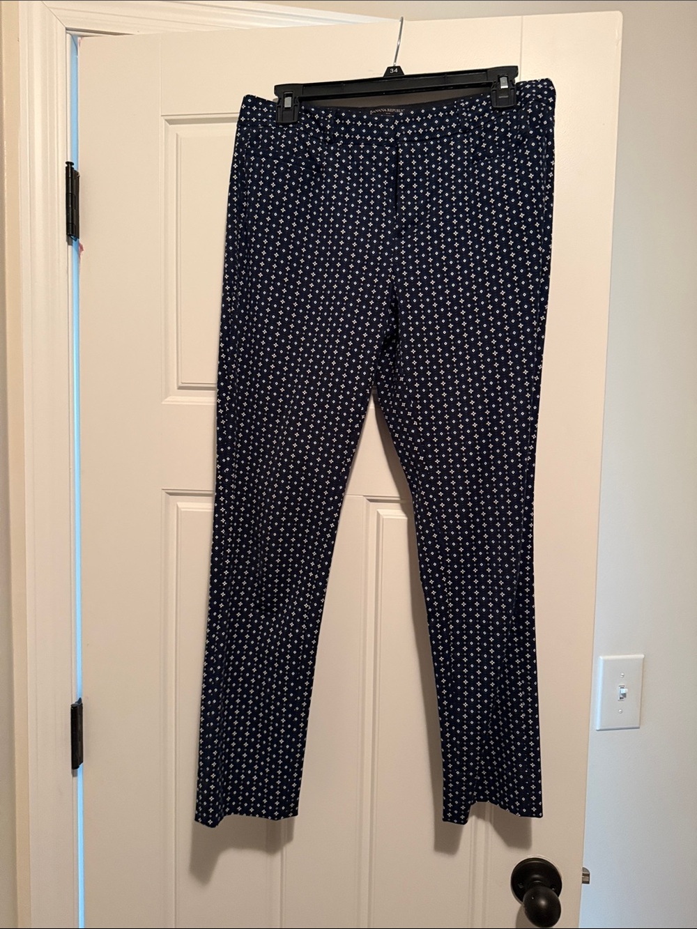 Banana Republic Navy Blue Floral Straight Leg Pants